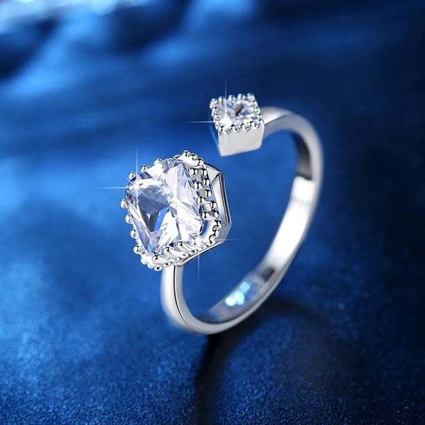 Anillos para mujer, regalos para mujer, anillo giratorio abierto y ajustable con diamantes de moda para mujer.