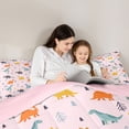 thumbnail image 5 of Homewish Kids Children Cartoon Dinosaur 3-Piece Full Size Comforter Sets,Kawaii Jungle Animal Bedding Comforter Set,Cute Dino Lightweight Bedding Sets,Lightweight Room Decor,Reversible, 5 of 8