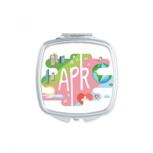 April Month Season Illustration Square Mirror Portable Compact Pocket Makeup Double Sided Glass