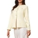 thumbnail image 4 of INSPIRAR CHIC Blazer de trabajo elegante para mujeres, chaquetas sin cuello, con botón hacia abajo, de manga larga y con hemo peplum XS Beige, 4 of 6