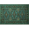 thumbnail image 1 of Ahgly Company Machine Washable Indoor Rectangle Persian Turquoise Blue Traditional Area Rugs, 5' x 8', 1 of 4