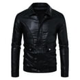 thumbnail image 2 of PU-Leather Shirts for Men with Pockets and Collar Long Sleeve Zip Up Jackets Trendy Solid Color Slim-Fit Streetwear Motorcycle Outerwear Tops, 2 of 8