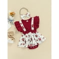 thumbnail image 3 of Qmyliery Infant Girl Sweet Summer Romper, Ruffled Fly Sleeve Floral Bodysuit+Headband, 3 of 8