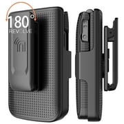 Nakedcellphone Holster Series for TCL Flip 3 Phone Case, Slim Hard Shell Cover and Belt Clip Holder Combination - Black Tread