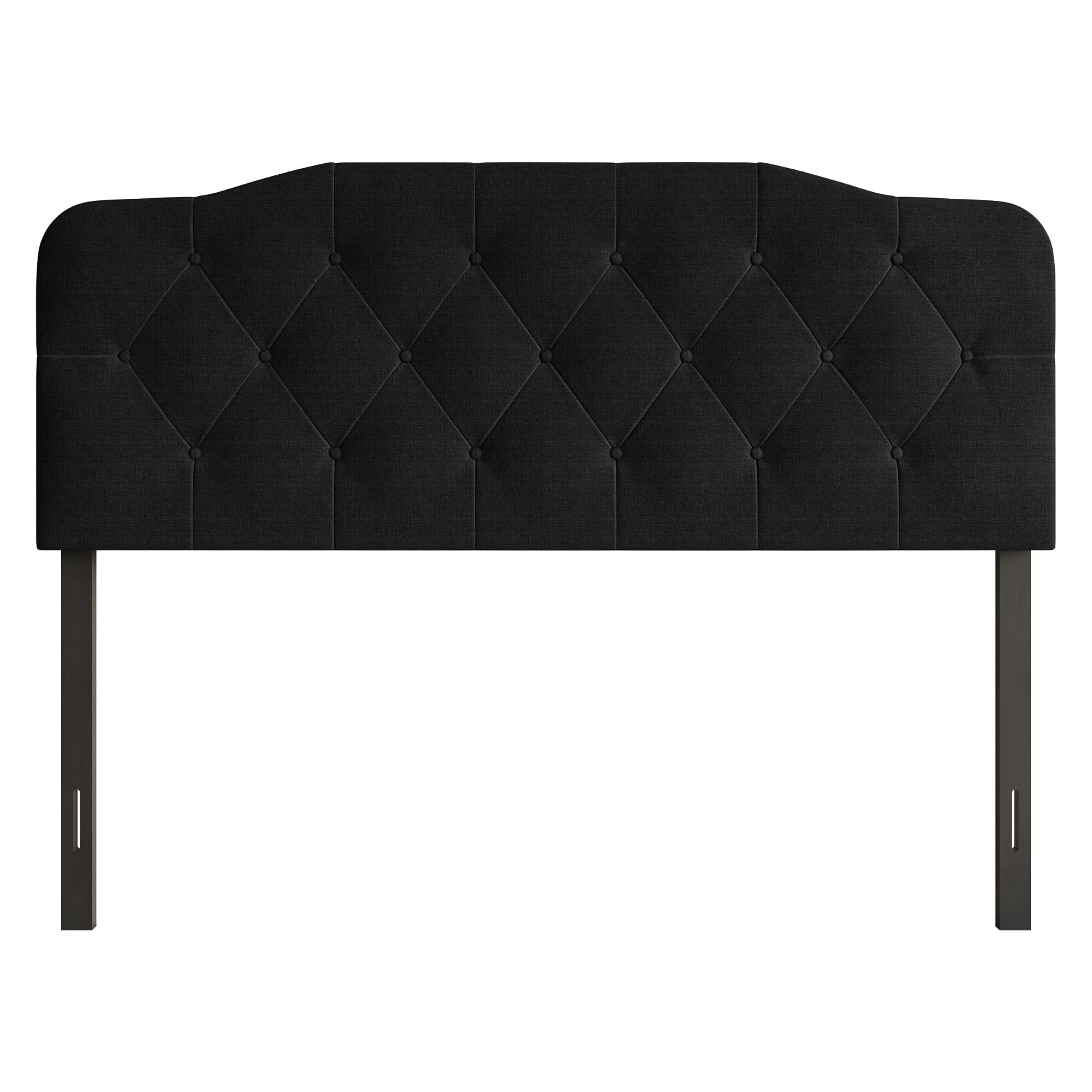 Home Design Albany King Tufted Upholstered Headboard with Adjustable Height and Foam Padding, Black, Easy Assembly
