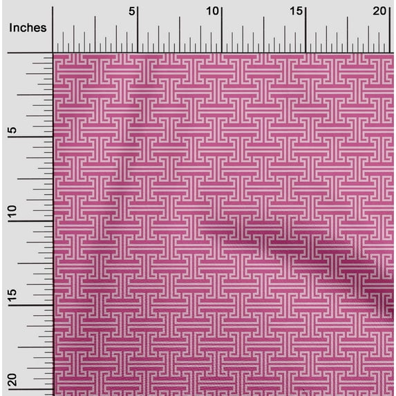 oneOone Georgette Viscose Fabric Greek Key Geometric Print Fabric By The Yard 42 Inches Wide