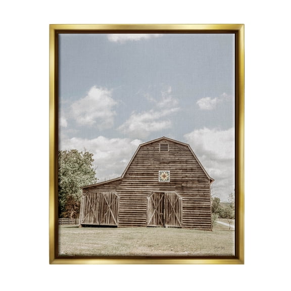 Peaceful Country Barn Farmland Landscape Photograph Metallic Gold Framed Art Print Wall Art