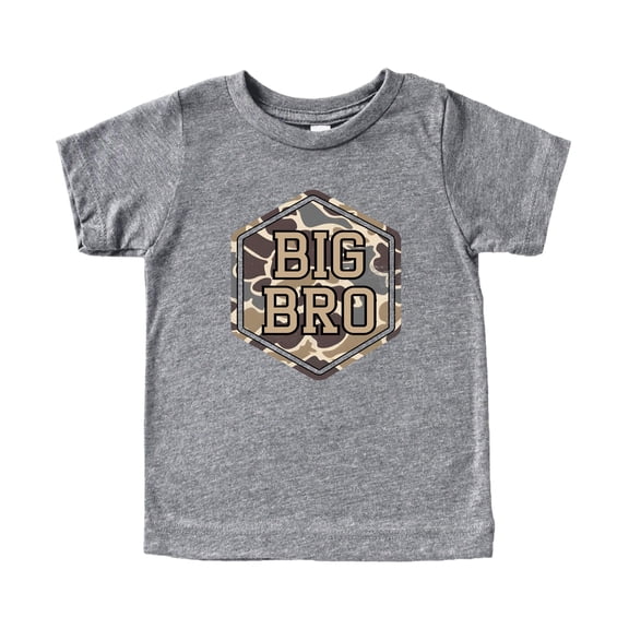 Big Bro Shirt Toddler and Kids Camo Big Brother T Shirt Sibling Announcement Graphic Tee Granite Heather Shirt 4T