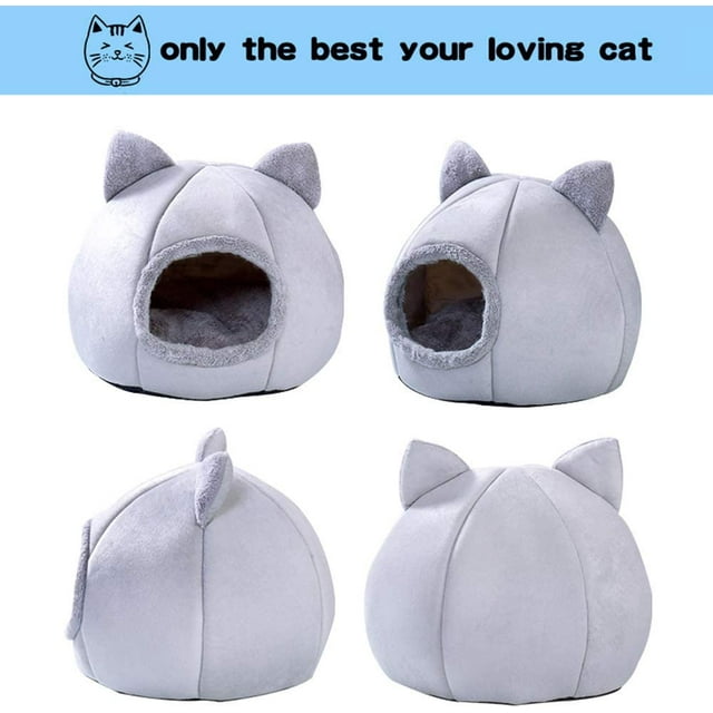 Chien de Compagnie Chat Semi-Fermé Warmnest Confortable Lit d'Animal de Compagnie Hiver Peluche Chenil Grotte de Sommeil (M)