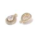 thumbnail image 2 of Brass Micro Pave Clear Cubic Zirconia Pendants Cadmium Free & Nickel Free & Lead Free with Glass Teardrop Charms Real 18K golden Plated 10.5x6x3mm Hole: 0.8mm, 2 of 3
