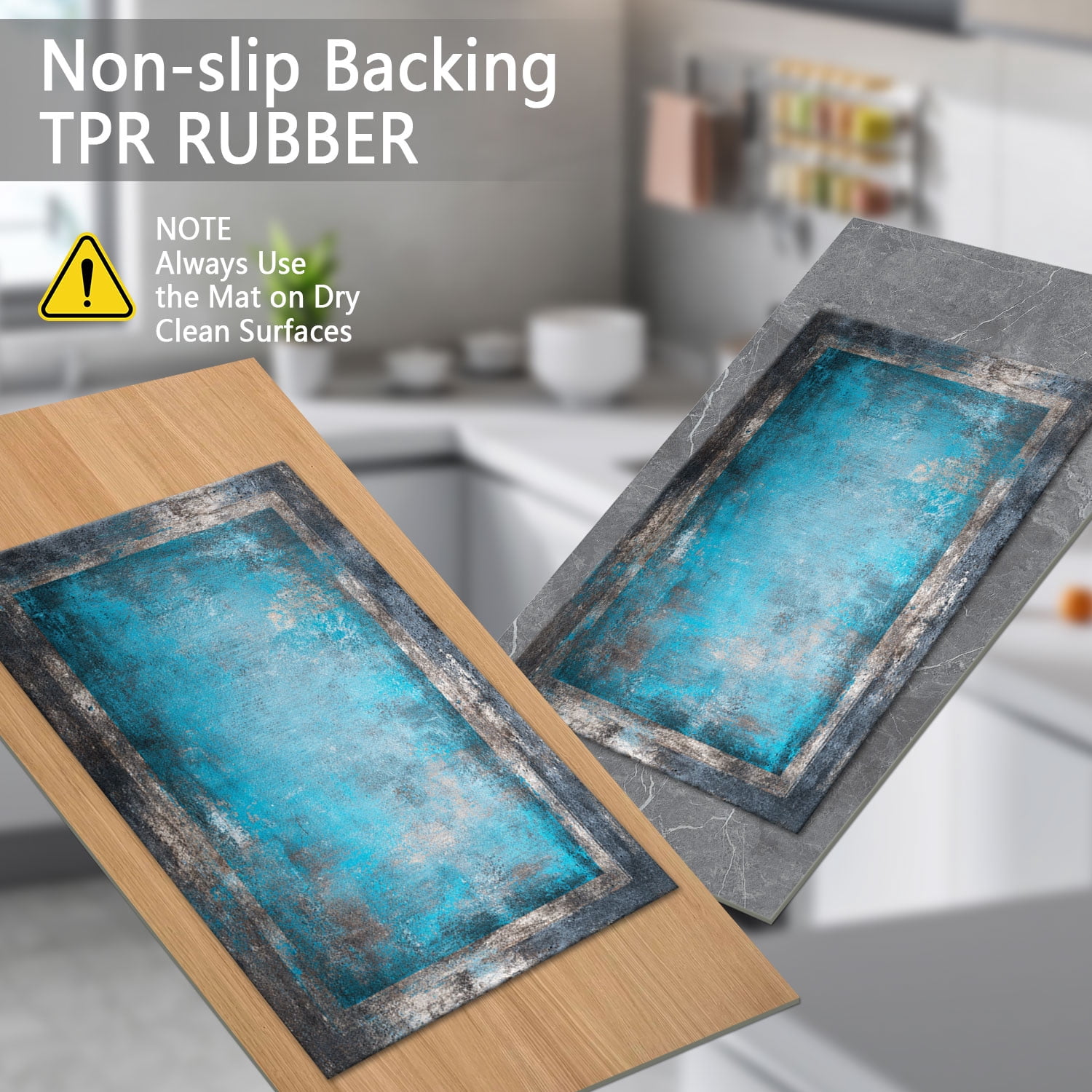 3-Piece Farmhouse Kitchen Rug Set, Washable Anti Slip Striped Floor Mats in 3 Sizes, Stain Resistant Decor Rugs for Kitchen Hallway Bathroom Home Christmas Decor