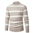 thumbnail image 2 of YHAJDS Men's Winter Casual Sweaters,Mens Button Down Sweater Casual Sweaters for Men Striped Solid Color Thick Warm Half High Neck Long Sleeve Knitted Top with Button Pocket, 2 of 3
