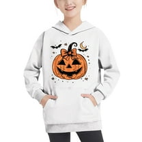 Odeerbi Teen Boys Halloween Hoodies Fall Winter Pullover Hooded Sweatshirts 4-14 Years Children's Halloween Printed Hoodie Long Sleeve Top Sweatshirt Teen Clothes Orange