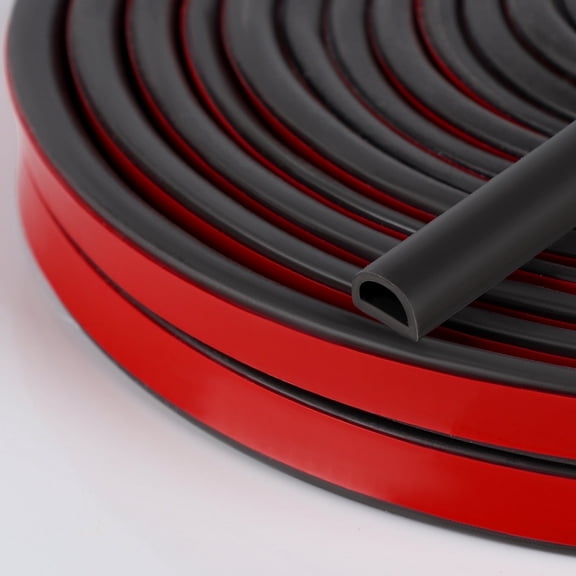 Silicone Weather Stripping Door Seal, 20FT Self Adhesive D-Shaped Door Weather Stripping for Door Frame&Window Seal(black)