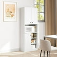 thumbnail image 4 of HYJY Kitchen Pantry Cabinet, 65.5’’ Storage Cabinet w/Doors & Shelves, Tall Buffet w/Microwave Shelf, Kitchen Hutch w/Countertop, Pantry Hutch for Dining Living Room, Entryway (White), 4 of 18