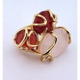 thumbnail image 6 of Natural Rose Quartz & Red Jade Gold Adjustable Ring NRQRJGAR, 6 of 9