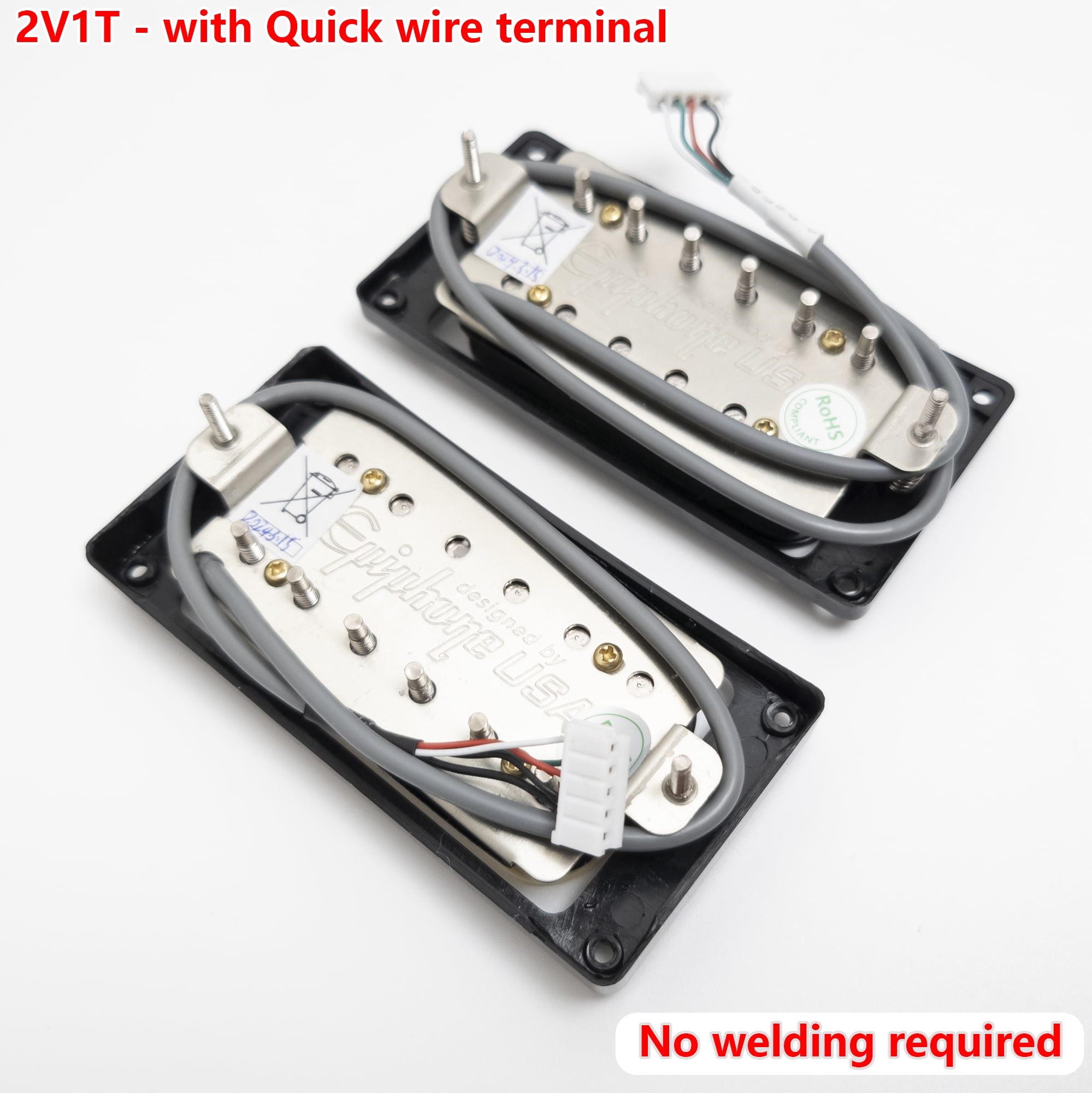 Guitar Alnico V Humbucker Pickups, 4C, with 2V1T Quick Connect Wiring Harness, For Gibson LP Guitar
