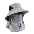 thumbnail image 2 of BESEW7 Outdoor Sun Protection Bucket Hat for Men Women, Fishing Sun Hat with Detachable Neck Flap for Hiking Gardening Beach Boating Travel Gray, 2 of 8