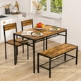 thumbnail image 2 of VECELO Dining Table Set for 4, Kitchen Table Set with Bench & 2 Chairs, Modern 4 Pieces Dining Room Set for Small Space, Apartment, Restaurant, Brown, 2 of 10