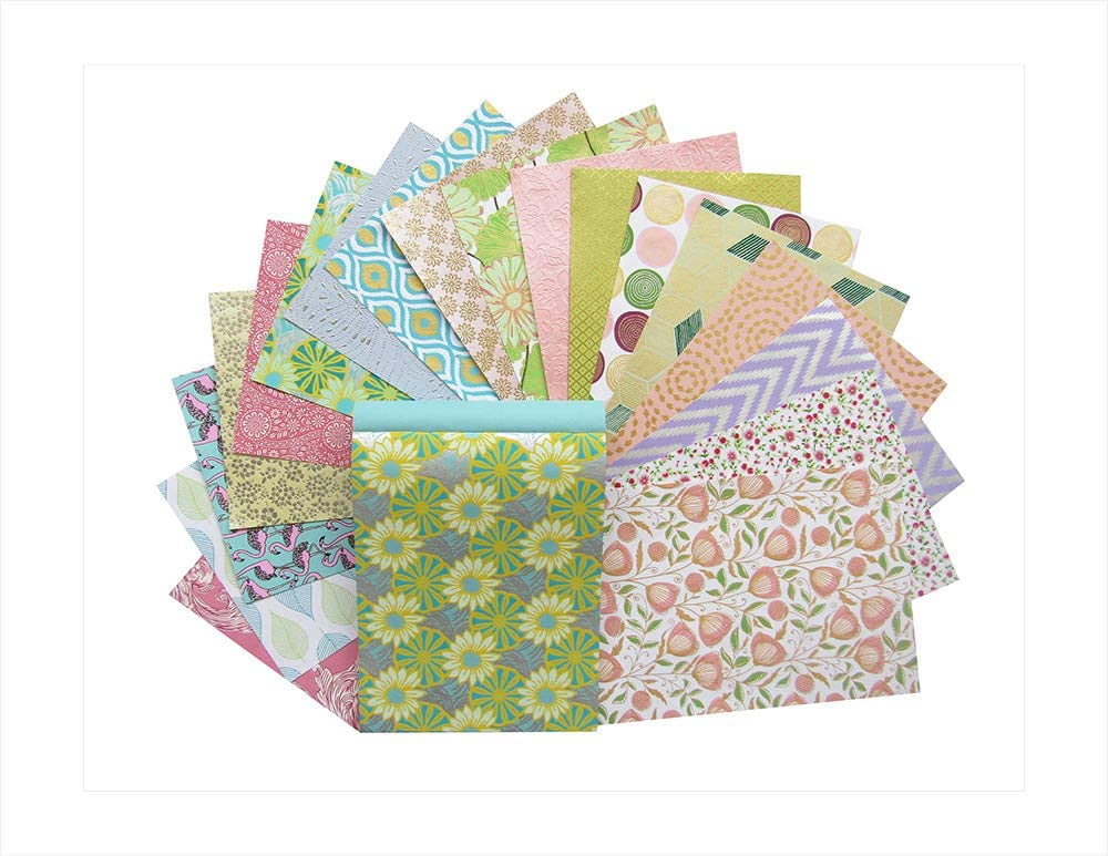 Paperhues World of Pastels Handmade Scrapbook Paper 8.5 x 11" Pad, 36 Sheets (2 sheets each of 18 styles)