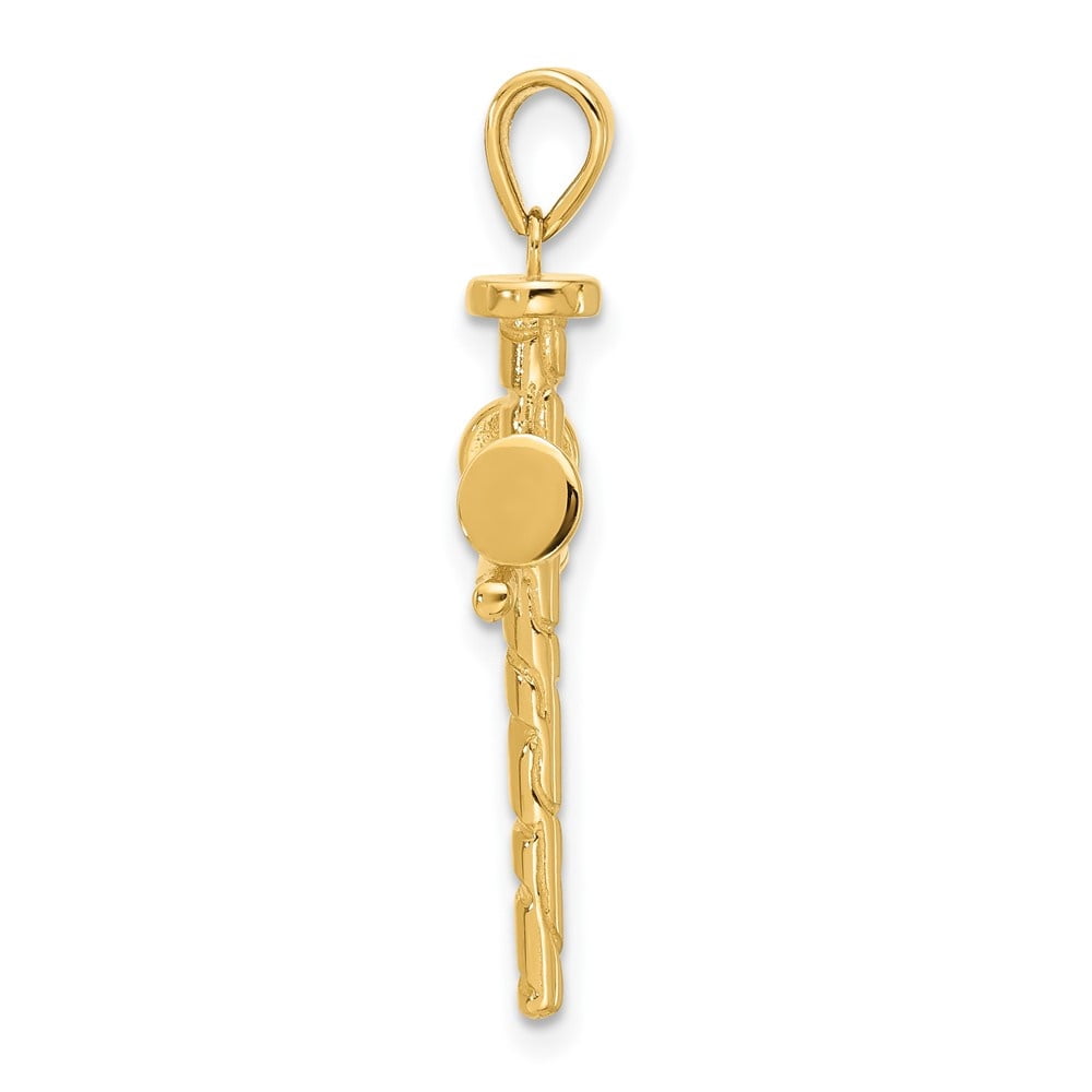 Diamond2Deal 14k Yellow Gold Polished and Textured Nails Cross Pendant for Women (L- 1.26 inch, W- 0.67 inch)