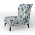 thumbnail image 3 of Designart "Melodic Blue Floral Whimsy In Watercolor II" Blue Floral Upholstered Accent Chair - Cottage Arm Chair For Living Room, 3 of 7