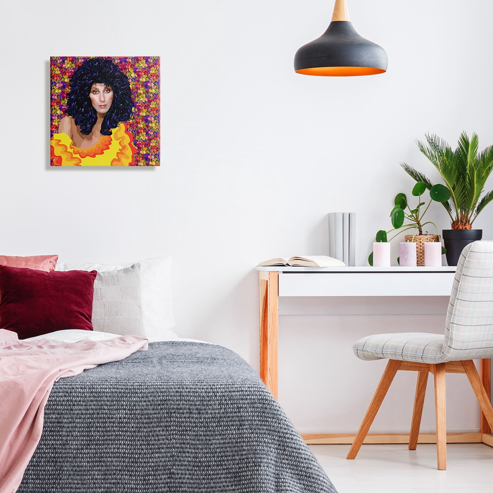 Stupell Industries Modern Fashion Singer Icon Floral Petal Pattern Background Novelty Painting Gallery-Wrapped Canvas Print Wall Art, 30 x 30, Design by Lynnda Rakos