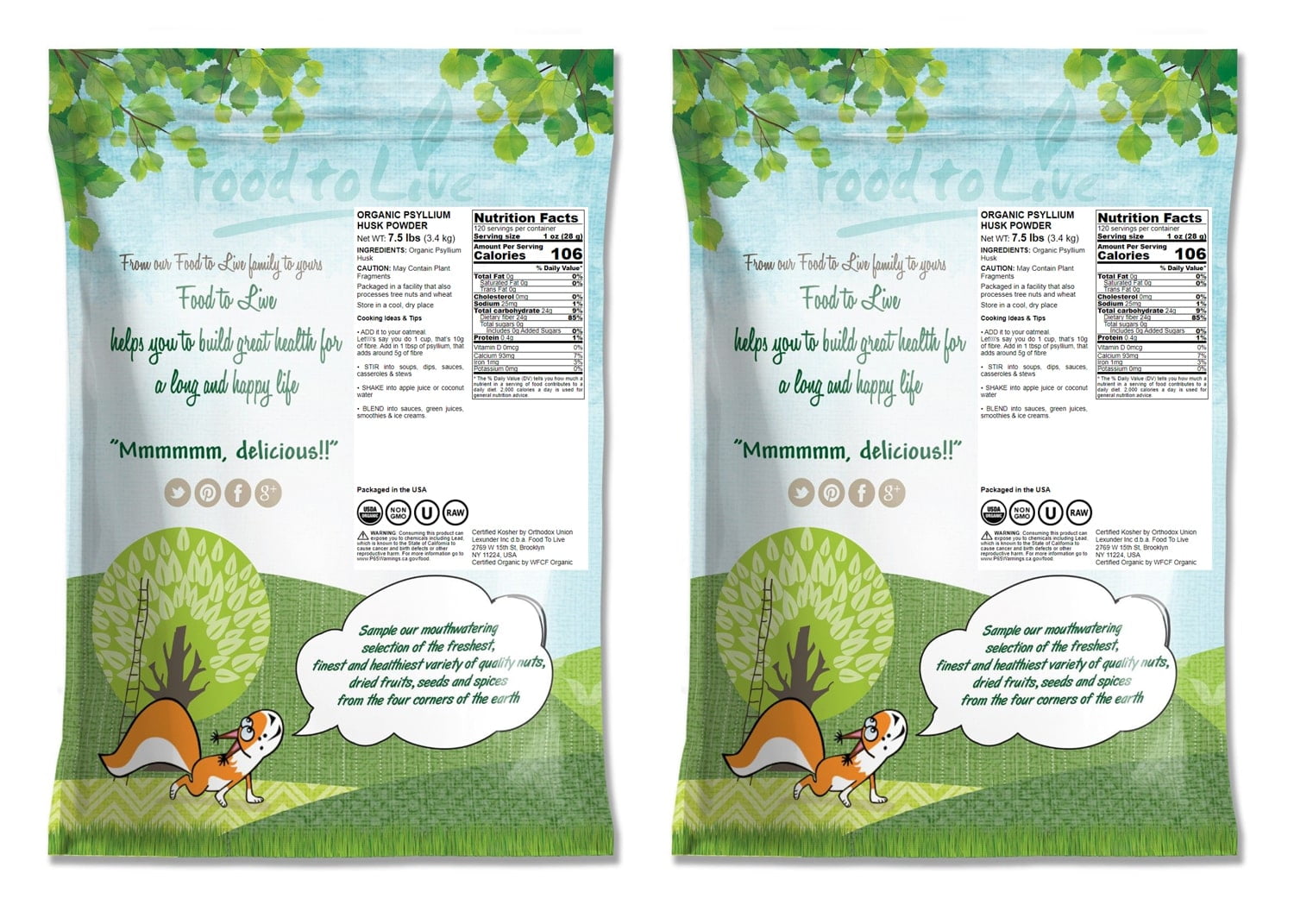Organic Psyllium Husk Powder, 15 Pounds — Non-GMO, Kosher, Raw, Vegan — by Food to Live