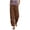 Brown, variant on cocolona Womens Summer Lace Hollow Out Linen Pants Elastic Waist Straight Wide Leg Vacation Beach Trousers with Pocket