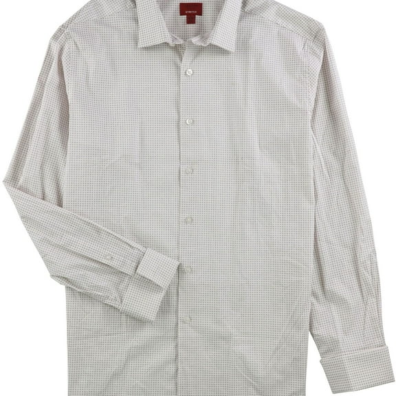 Alfani Mens Square Dot Button Down Dress Shirt, Purple, 16"-16.5" Neck 34"-35" Sleeve