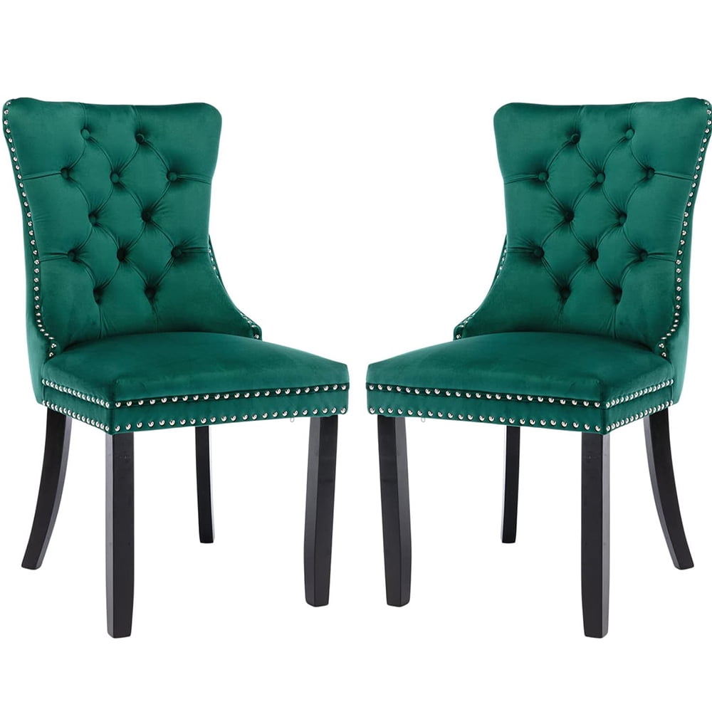 CJC Dining Chairs Set of 2, Velvet Accent Chairs Button Tufted Bar