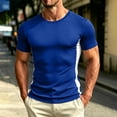 thumbnail image 2 of Fwqbns Men's Compression Shirt Short Sleeve Quick Dry Workout T-Shirt Athletic Gym Running Top Moisture Wicking Base Layer Blue, 2 of 8