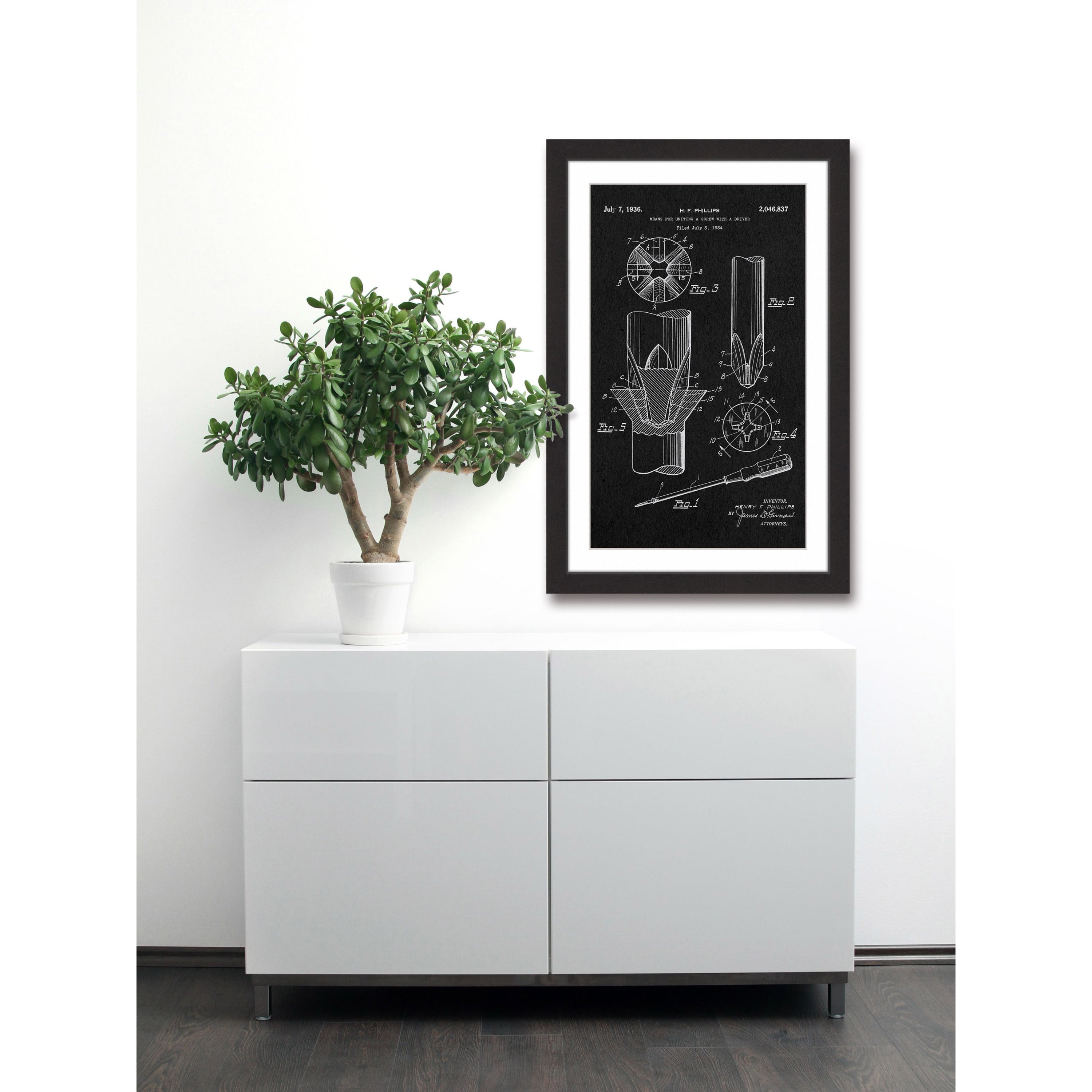 "Screwdriver 1936 Black Paper" Framed Painting Print