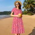 thumbnail image 4 of Rateoe Colorful Sprinkles Donuts Pattern Women’s Short Sleeve Dress – Casual Elegant Summer A-Line Dress for Everyday Wear, 4 of 6
