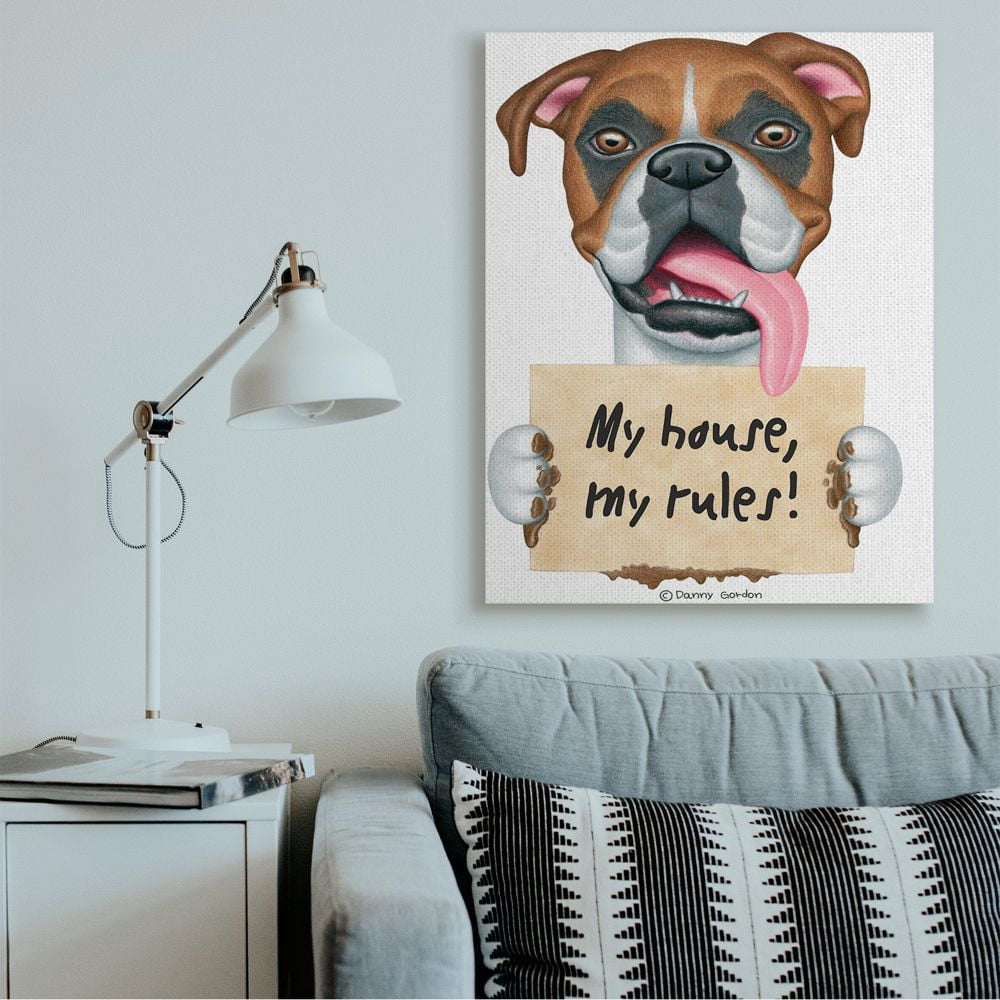 Stupell Industries My House My Rules Quote Funny Dog Home Pet Sign Canvas Wall Art Design by Danny Gordan