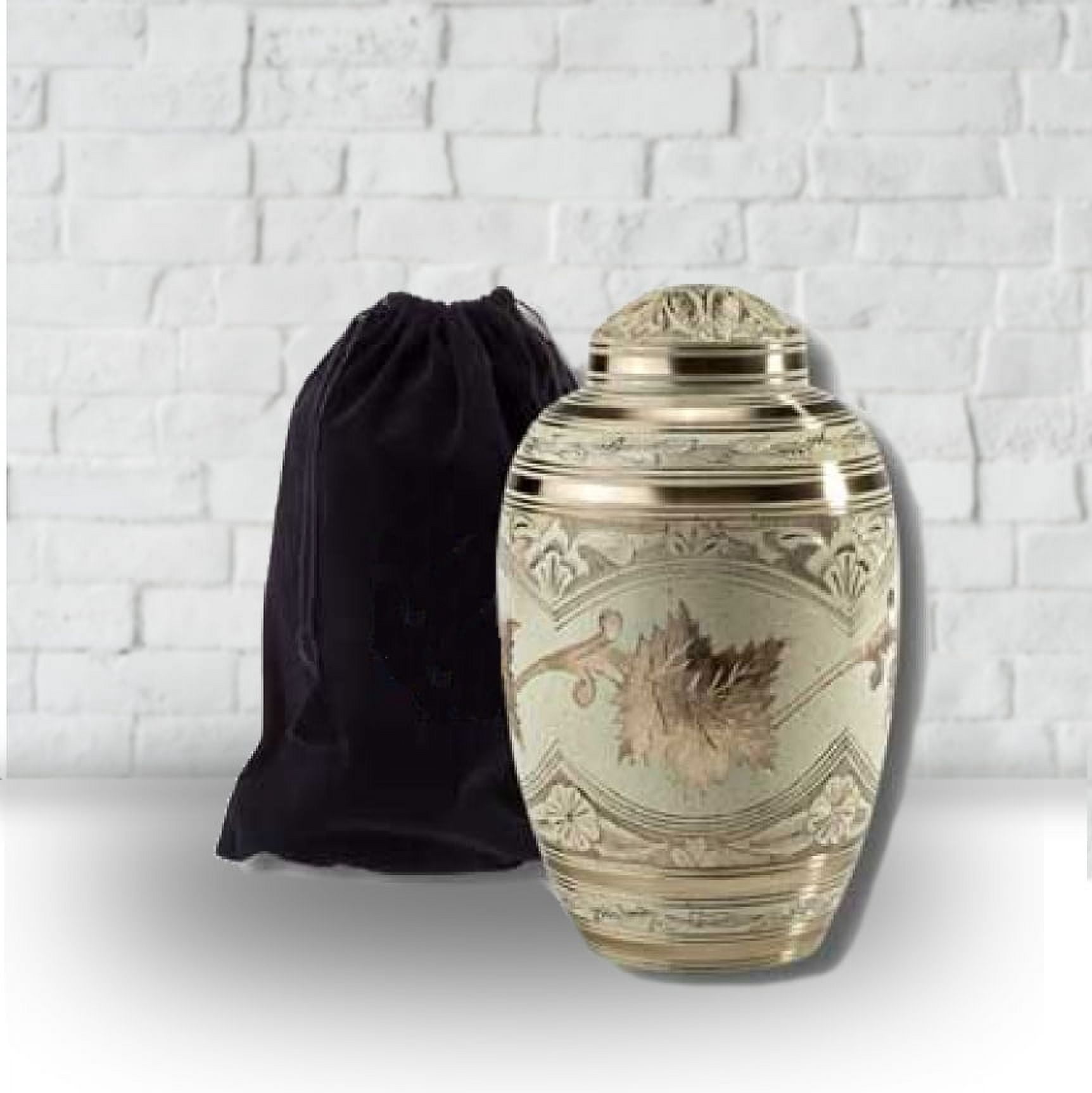 UrnConcern Cremation Urn | Solid Brass | Hand Engraved Cremation Urn | Perfect For Adults Children And Pets | Great Value Memorial Product And A Beautiful Cremation Urn | Velvet Pouch Included
