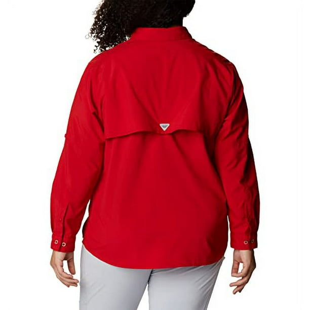 Columbia Women's PFG Bahama II UPF 30 Long Sleeve Fishing Shirt, Red Spark,  X-Large 