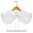 thumbnail image 3 of Women Pastoral Style White for Doll Detachable Collar Shawl Embroidery Plaid Lace Scalloped Trim Scarf Lace-Up Bowknot Solid Color Capelet Poncho, 3 of 4