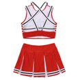 thumbnail image 7 of Sxiwei Womens Cheerleading Costume Dress Crop Top with Mini Pleated Skirt Cheer Leader Outfits Red L, 7 of 7