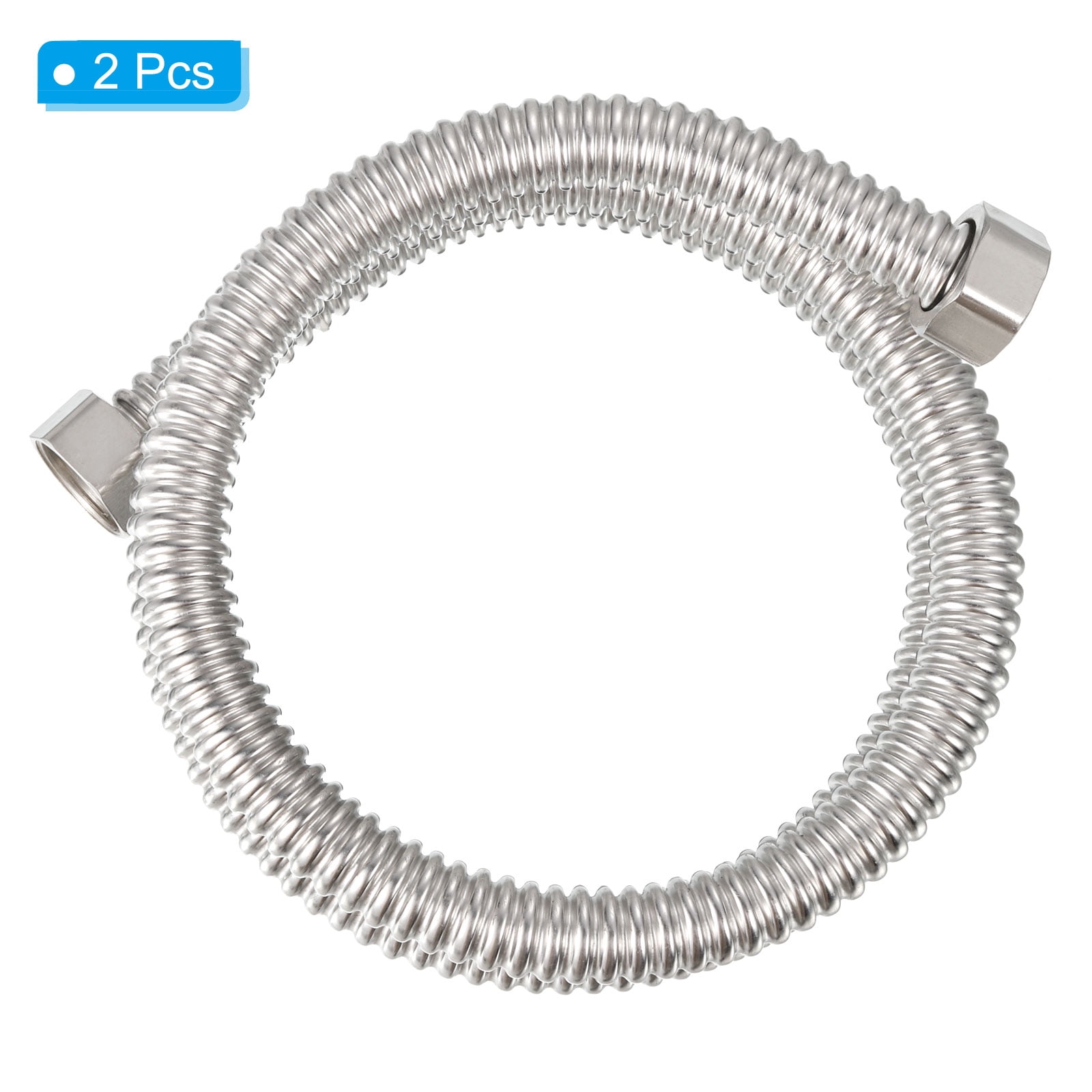 Uxcell G1/2 x 39.37 Inch Flexible Stainless Steel Water Heater Hose, 2Pcs Corrugated Water Heater Connector Hose
