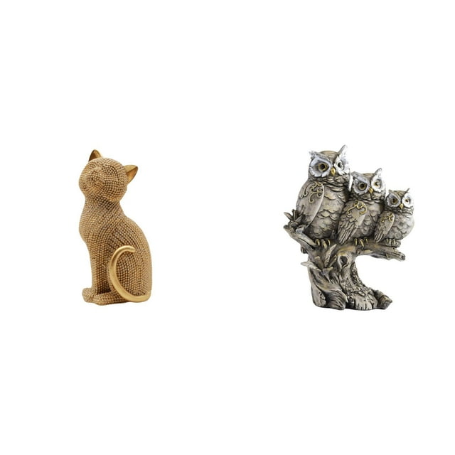 Figura de búho, estatua de gato, escultura de animal de resina, adorno de escritorio, artesanía moderna, diseño único, ideal para estantería, escritor
