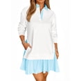 thumbnail image 5 of Long Sleeve Patchwork Women Collared V Neck Sweatshirt Dress, 5 of 6