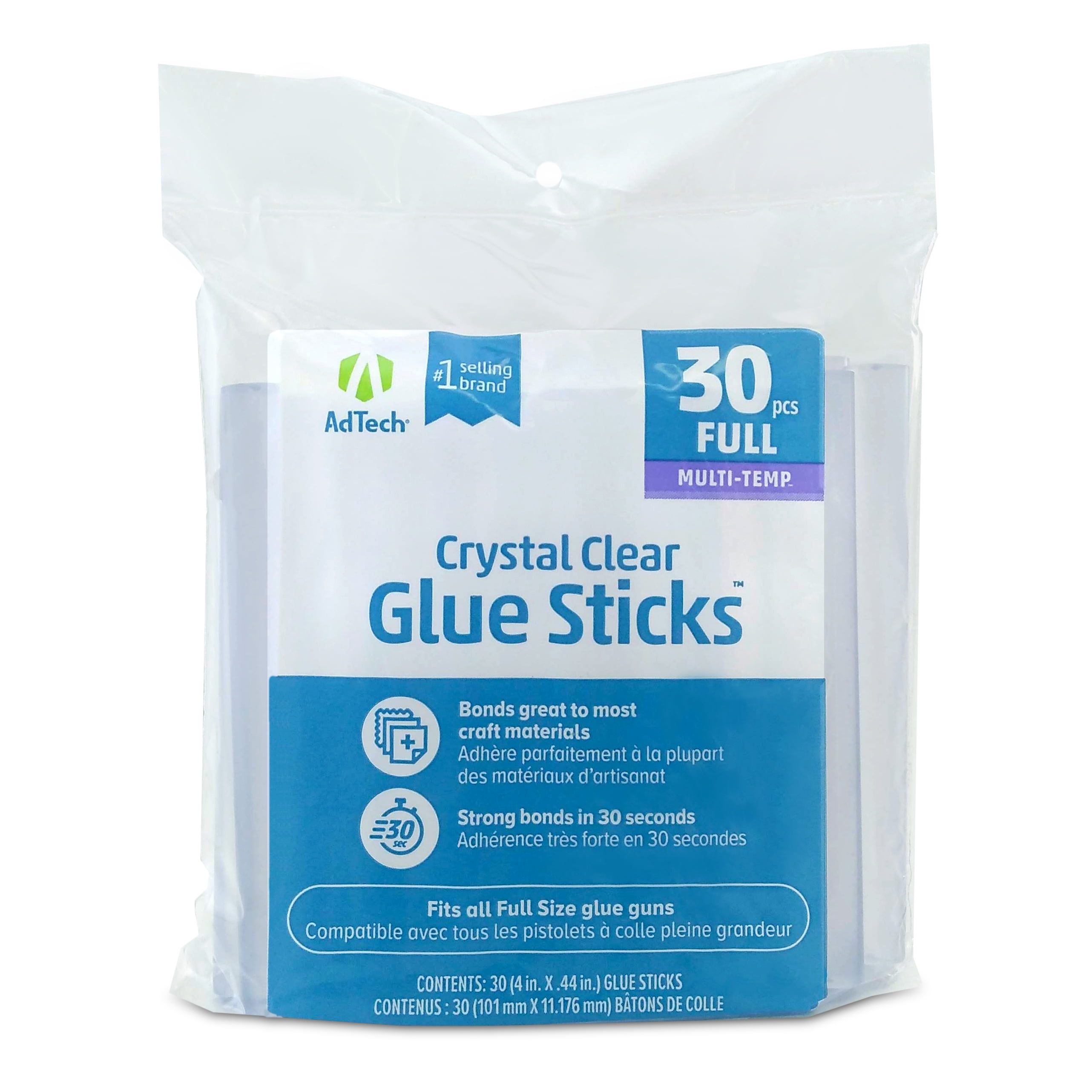 AdTech 30 Glue Sticks Crystal Clear 4" Multi-Temp Strong Bond for Full Sized Gun 