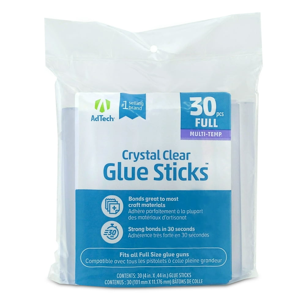 AdTech Crystal Clear Hot Glue Sticks (W22014ZIP30) Full Size, All
