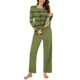 thumbnail image 2 of yievot Women's Pajama Set Soft Long Sleeve Top With Pants Striped Printed Loungewear Sleepwear Pajamas, 2 of 7