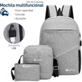 thumbnail image 3 of Mochila Antirrobo Bluelander, Mochila Cruzada y Lapicera, Set de 3 piezas, con Puerto USB, Gris Claro, 3 of 5