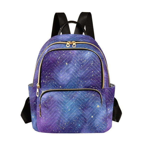 JIALIOU Mini Backpack Purse for Women Quilted Casual Daypack Small Travel Shoulder Bag, Purples Blues Space Galaxy