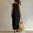 thumbnail image 4 of Tqcoqu Womens Washed Linen Sleeveless Maxi Dress,U Neck Loose Maxi Dress with Large Pockets,Black Women's S-XXXL, 4 of 7