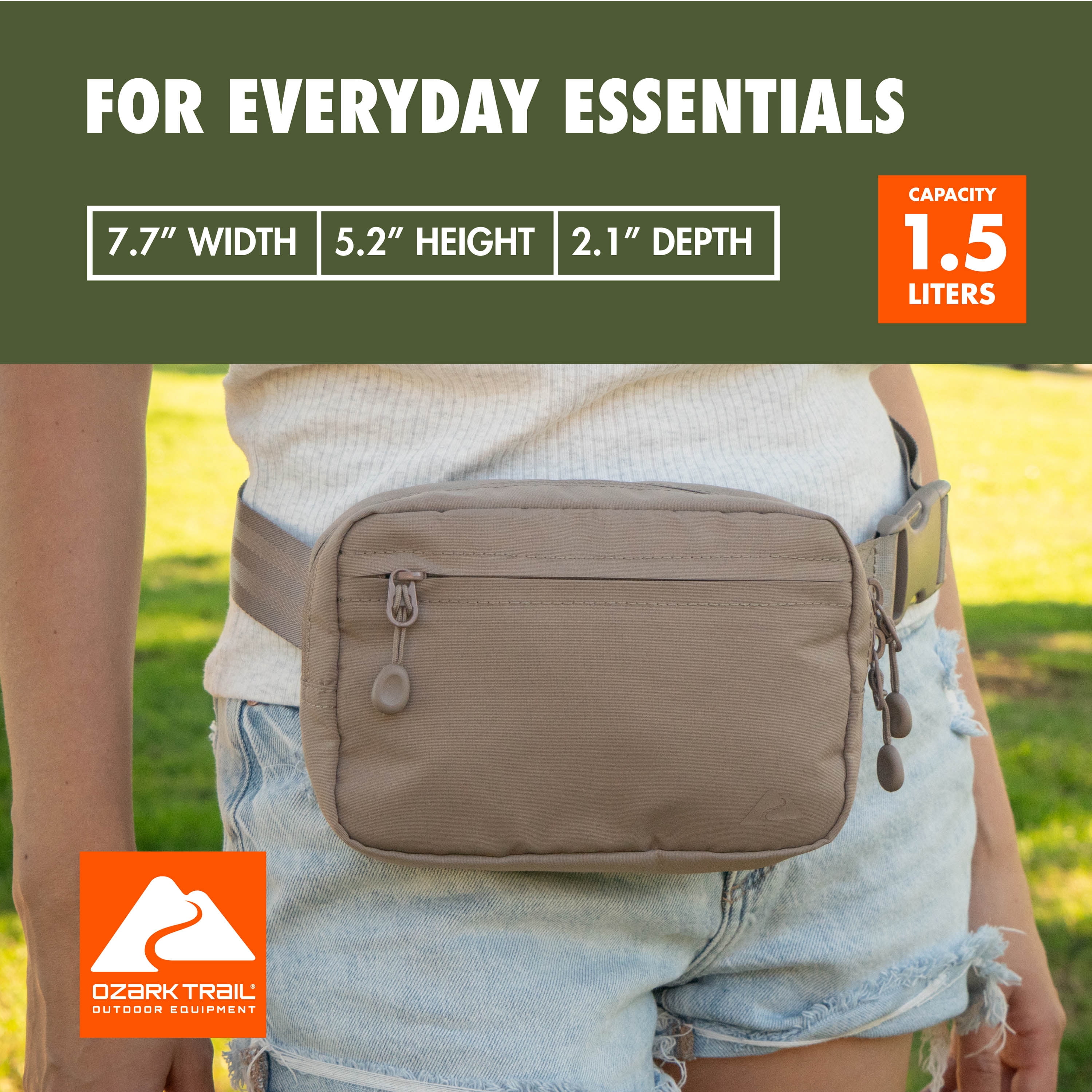 Ozark Trail Unisex Polyester Denver Fanny Pack, Taupe