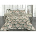 thumbnail image 2 of Ambesonne Vintage Floral Quilted Bedspread Set 3 Pcs, Boho Dreamy Flowers, King, Pale Peach Reseda Green, 2 of 4
